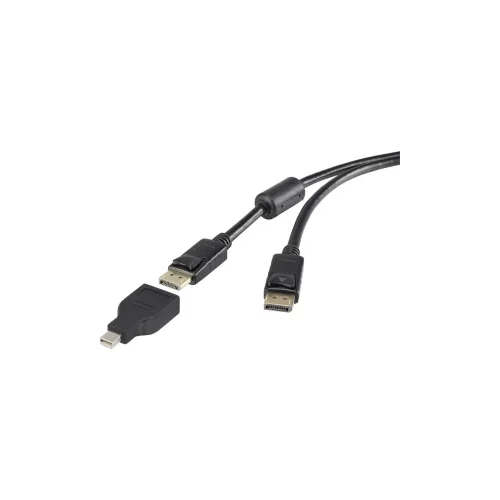 Renkforce DisplayPort Priključni kabel [1x Muški konektor DisplayPort - 1x Muški konektor Mini DisplayPort] 3 m Crna