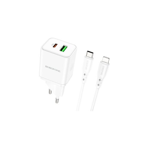  USB punjač sa kablom 1m Type-C to iPhone/lightning BOROFONE BN7 PD20W+QC3.0 set white Slike