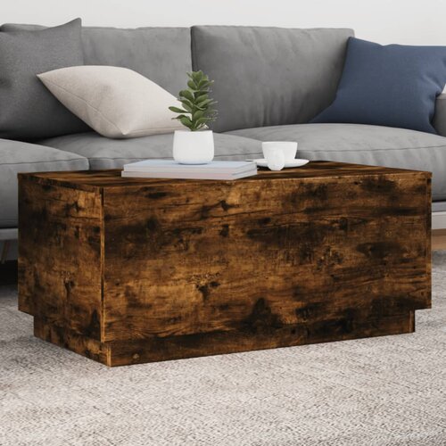 vidaXL Klubska mizica z LED lučkami dimljeni hrast 90x50x40 cm Cene