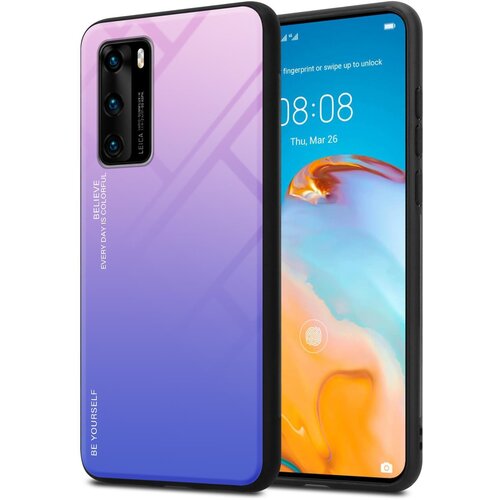 Cadorabo Ohi&scaron;je, združljiv s Huawei v roza - modri - dvobarvni za&scaron;čitni pokrov iz silikona TPU in hrbta iz kaljenega stekla, (20573033) Cene