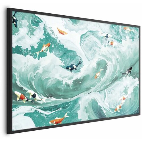  Plakat - Fish and Waves 60x40 Crni okvir Cijene