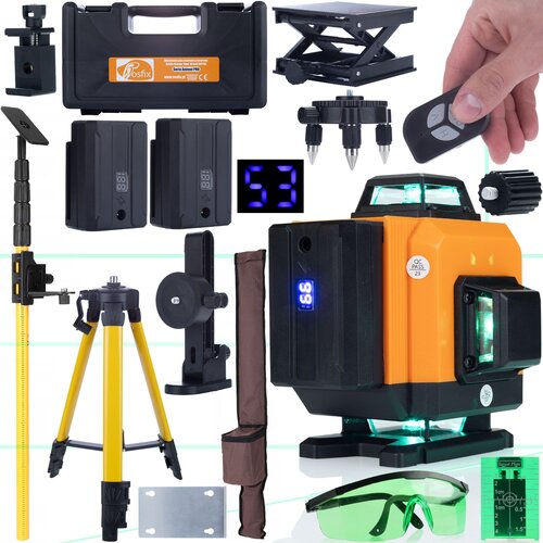 Rosfix SET LASERSKI NIVELIR ROT16L &ndash; 16 LINIJ, 360&deg;, IP54, 2X3500MAH, 25 M | S STATIVOM IN OČALI, (5000075880) Cene