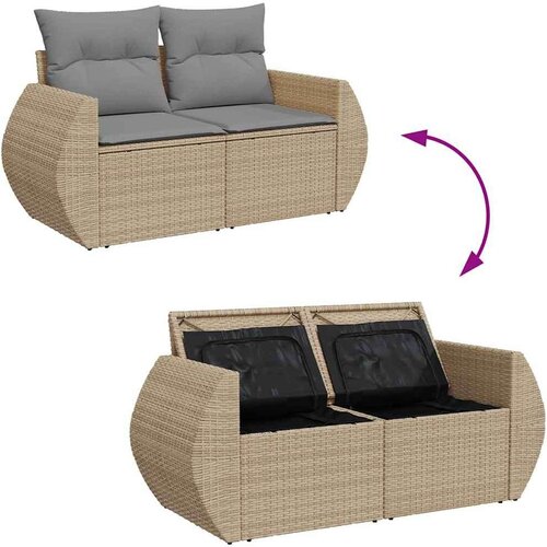 vidaXL 8-dijelni set vrtnih sofa od poliratana s jastucima bež Cijene
