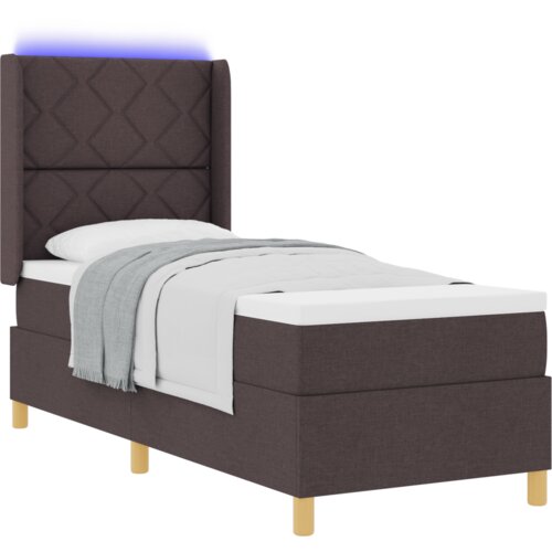 Box Spring Krevet s Madracem &amp;amp;amp LED Tamnosmeđi 80x200 cm Tkanina Slike