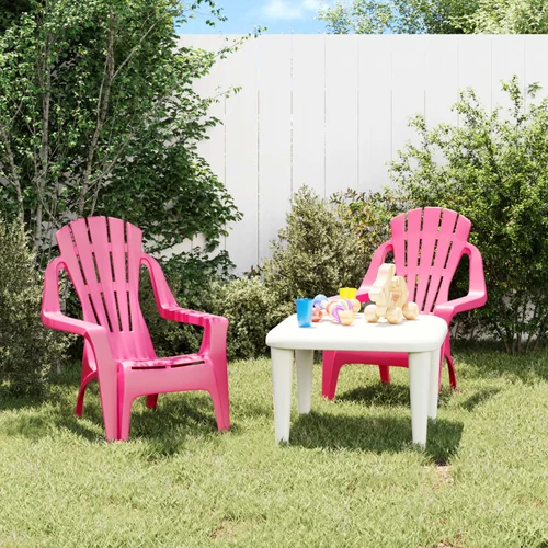  Vrtne stolice za djecu 2kom ružičaste 37x34x44cm PP izgled drva