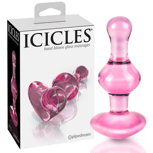 Icicles br. 75 - slatki, stakleni analni dildo (roza) Slike