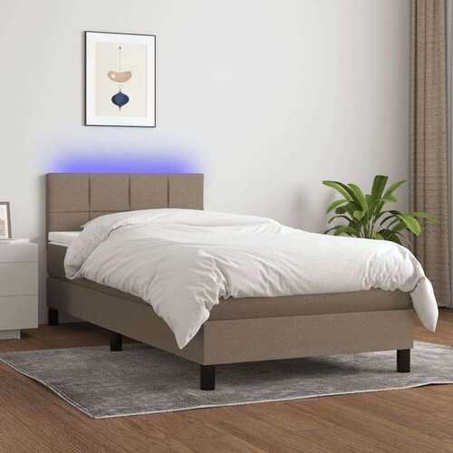  Box spring postelja z vzmetnico LED taupe 90x200 cm blago, (20726681) Slike