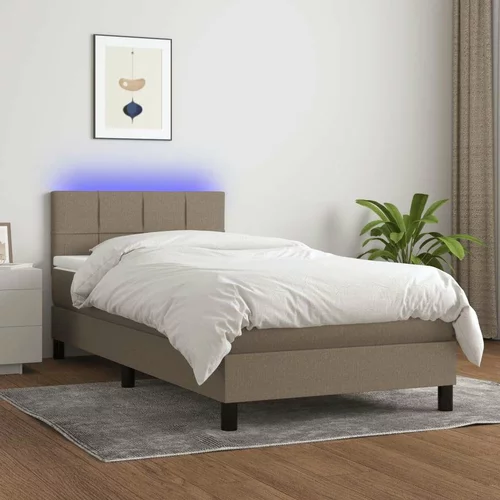  Box spring postelja z vzmetnico LED taupe 90x200 cm blago, (20726681)