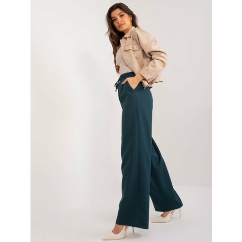 Fashion Hunters Women's navy fabric trousers with pockets Slike