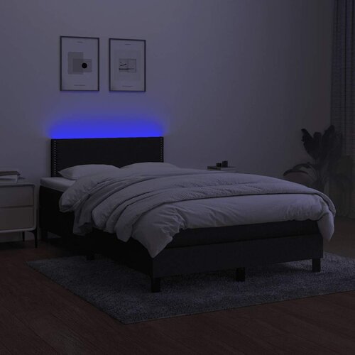  Krevet box spring s madracem LED crni 120 x 200 cm od tkanine Slike