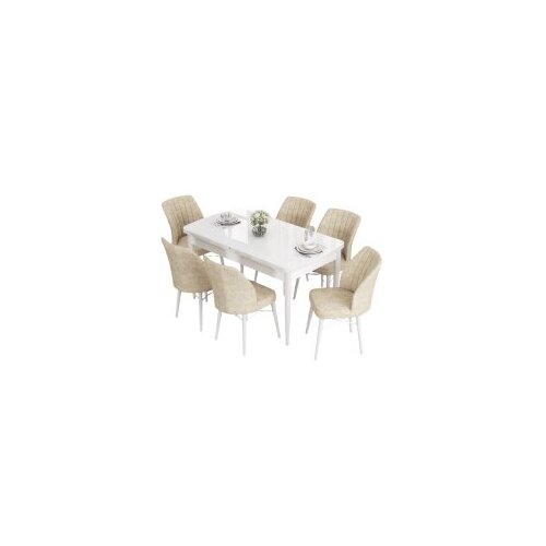 Hanah home set trpezarijski sto i 6 stolica eva white cream Cene