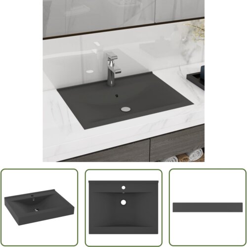 The Living Store Razkošen umivalnik z luknjo mat temno siv 60x46 cm keramičen - Razkošen Umivalnik, (21744787) Cene