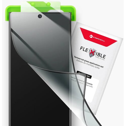 Forcell Flexible 5D - hibridno staklo za Samsung Galaxy S24 Ultra crno (Hot Bending) - radi čitač Slike