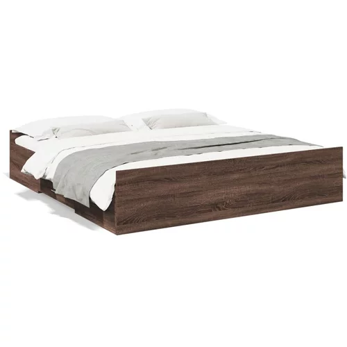  Okvir za krevet s ladicama smeđa boja hrasta 180x200cm drveni