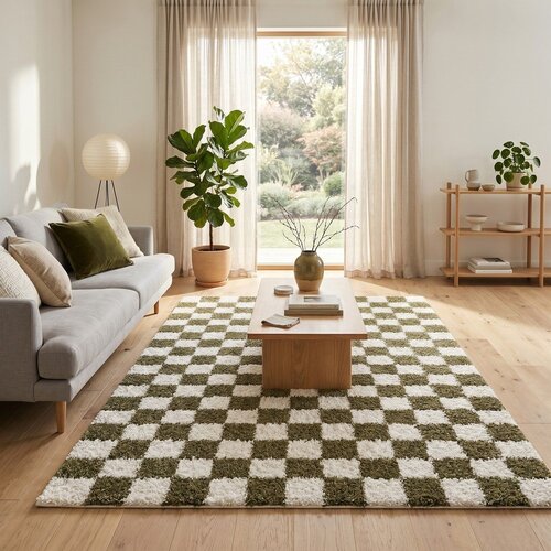 ESTE Temno zelena/kremno bela preproga 80x150 cm Grida &amp;ndash; Slike