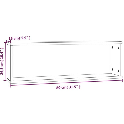  Kockaste zidne police 2 kom boja hrasta 80x15x26,5 cm drvene Slike