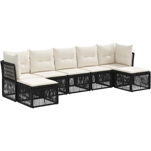 vidaXL Vrtna sedežna garnitura 7 pcs Črna poli ratan, (5000272423) Cene