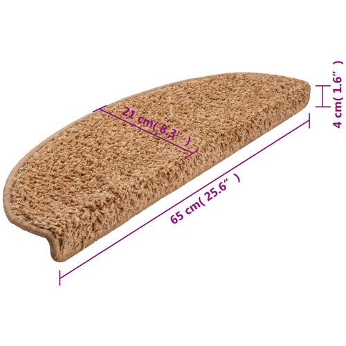  Prostirke za stepenice 10 kom 65x21x4 cm bež poluokrugle velike Slike