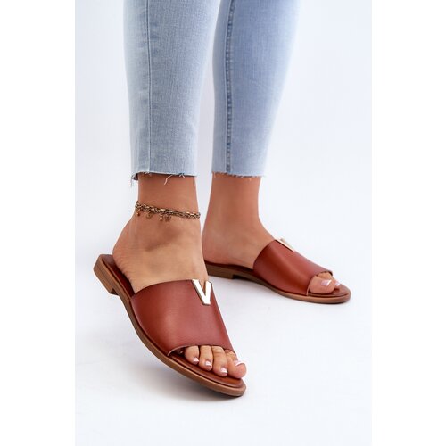 EVENTO PE1 Women's Eco Leather Flat Heel Slippers Brown Maliha Cijene