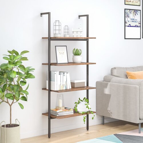 VidaXL Naslanjajuća polica s 4 razine tamnosmeđa-crna 64x35x152 5 cm Slike