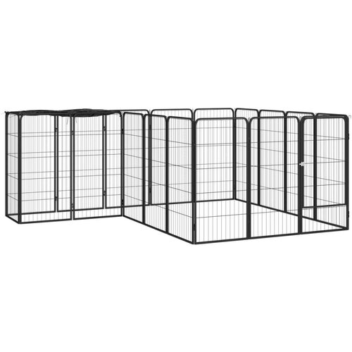 vidaXL Ograda za pse s 18 panela crna 50 x 100 cm čelik obložen prahom Cene