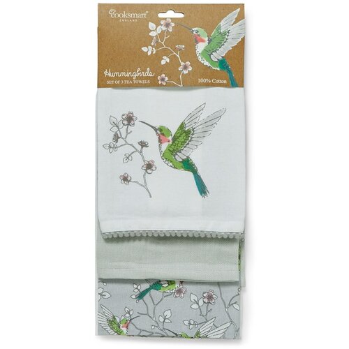 Cooksmart ® Komplet 3 sivih kuhinjskih bombažnih krp Hummingbirds Cene
