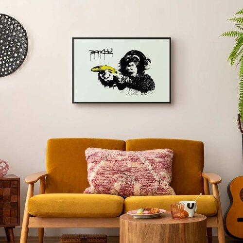  Plakat - Banksy: Monkey with a Banana 30x21 Crni okvir s margom Cene