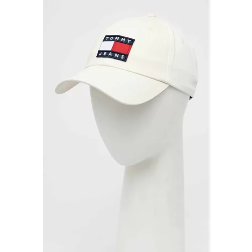 Tommy Jeans Pamučna kapa sa šiltom boja: bijela, s aplikacijom