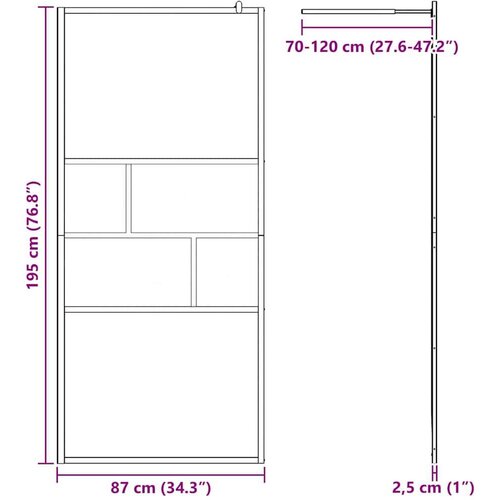  Zid za walk-in tu&amp;scaron; Crna 80 x 195 x 0.5 cm Staklo i aluminij Slike
