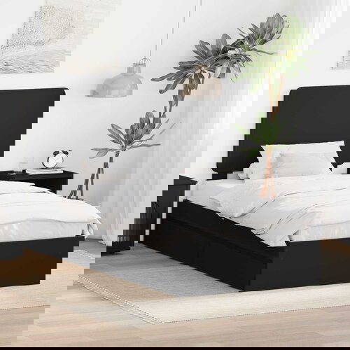 VidaXL Krevetna konstrukcija Crna 100 x 200 cm Konstruirano drvo Slike