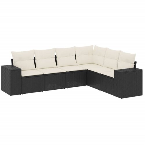  6-dijelni set vrtnih sofa s jastucima crni od poliratana Crna 83 x 62 x 69 cm Slike