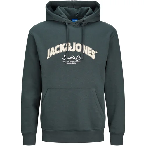 Jack & Jones Sweater majica 'JORBRONX' kraljevski zelena / vuneno bijela