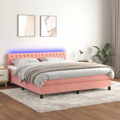  box spring s madracem LED ružičasti 160x200cm bar&scaron;unasti Cijene