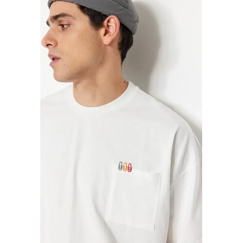 Trendyol Muška majica Tmnss23Ts00100, Krem Cene
