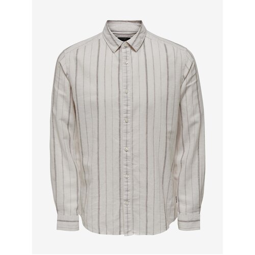 Only Creamy Men's Striped Linen Shirt & SONS Caiden - Men Slike