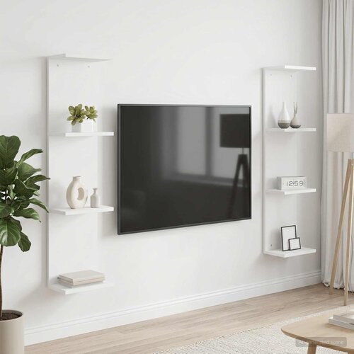  Polica na zidu 2 kom. Bijela 25 x 15 x 100 cm Konstruirano drvo Cijene