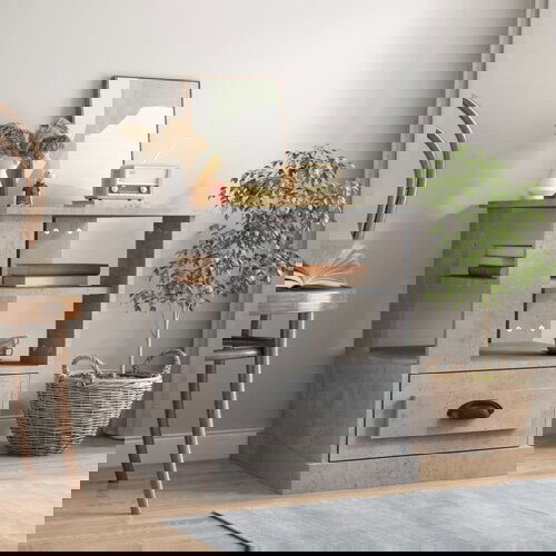 vidaXL Stranska mizica betonsko siva 50x50x60 cm inženirski les Cene