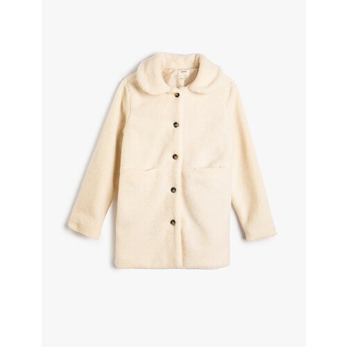 Koton Plush Coat with Buttons, Baby Collar, Pocket Detailed. Cene