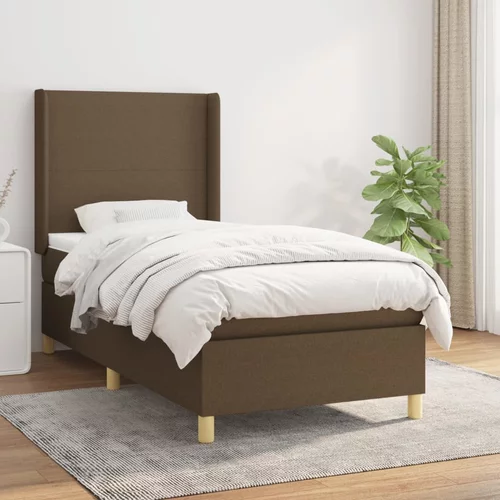  Krevet s oprugama i madracem tamnosmeđi 100 x 200 cm od tkanine
