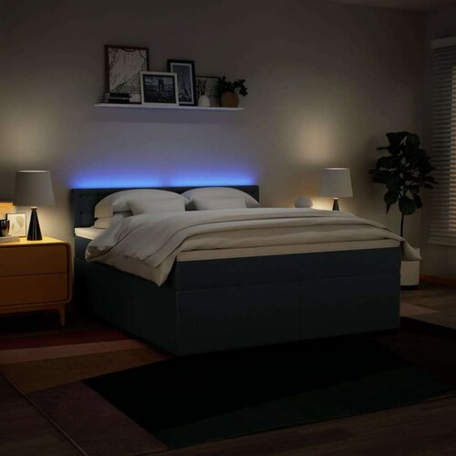 VidaXL Krevet s oprugama i madracem plavi 180x200 cm od tkanine Slike