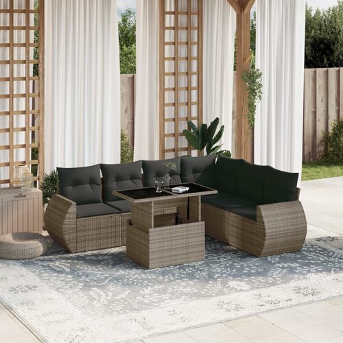 vidaXL 7-dijelni set vrtnih sofa sivi od poliratana Cijene
