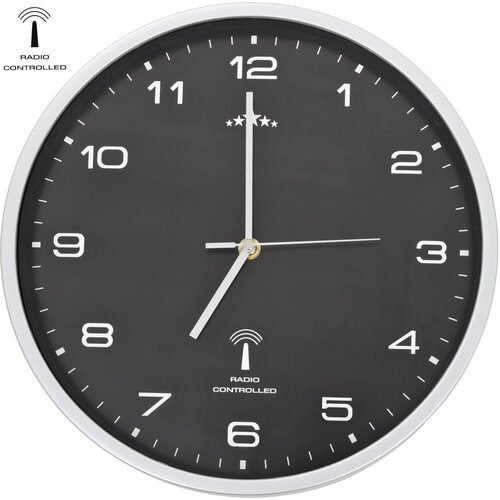 vidaXL Radijsko vodena stenska ura Quartz gibanje kovina 31 cm črna Cene