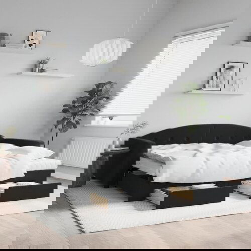VidaXL Dnevni krevet na razvlačenje s ladicama crni 100x200 cm bar&amp;scaron;un Slike