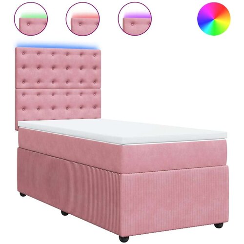 VidaXL Box spring krevet s madracem ružičasti 90x190 cm bar&amp;scaron;unasti Slike