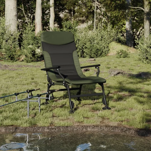  Ribička stolica s naslonima za ruke sklopiva zelena