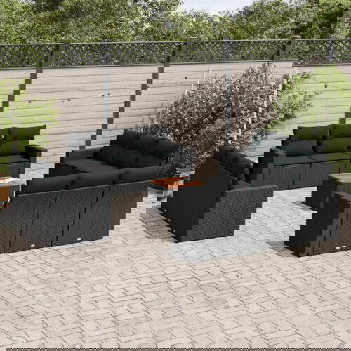  The Living Store Vrtna sedežna garnitura 13-delna z blazinami črn poli ratan - Vrtna Sedežna Garniture, (21478981) Cene