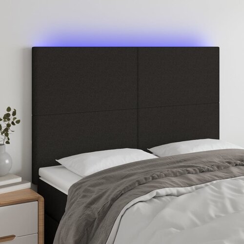 The Living Store led posteljno vzglavje črno 144x5x118/128 cm blago - led vzglavje, (21438274) Slike
