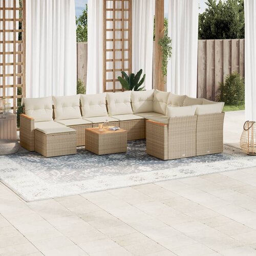 vidaXL 11-dijelni set vrtnih sofa od poliratana s jastucima bež Cijene