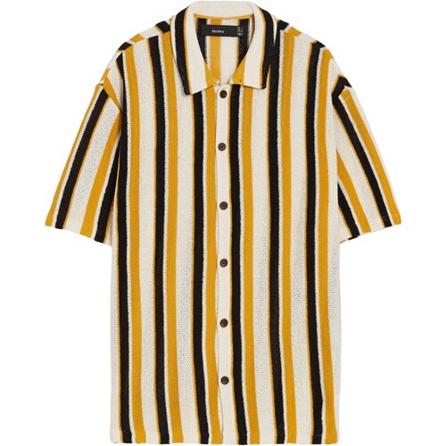 Bershka Srajca bež / rumena / črna Slike