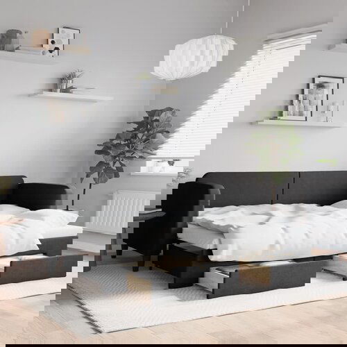  The Living Store Izvlečna dnevna postelja s predali črna 80x200 cm blago - Izvlečna Dnevna Postelja, (21509002) Cene